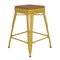 Flash Furniture 24" Yellow Metal Stool-Teak Poly Seat CH-31320-24-YL-PL2T-GG - alternate 6